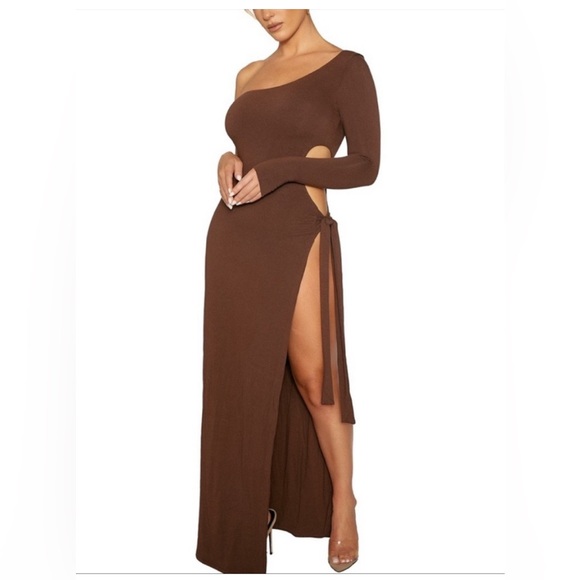naked wardrobe Dresses & Skirts - New Naked Wardrobe Women Brown Maxi Dress One Shoulder Size 1X